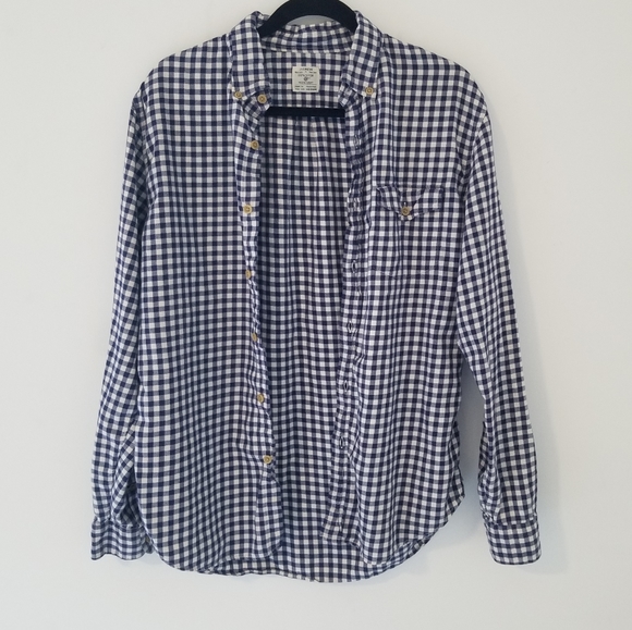 J.Crew 100% Cotton Navy/White Plaid Workshirt Size Medium - Picture 2 of 9